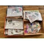 MISCELLANEOUS lot of stamps of stock cards and in packets etc, mint and used. Noted Ireland, Russia,