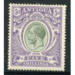 ANTIGUA 1913 5/- grey green and violet mint. SG 51. Cat £95.