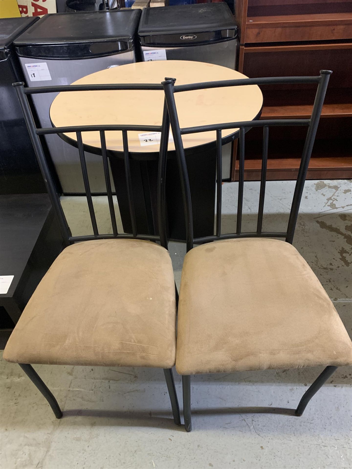 ROUND TABLE - MELAMINE WOOD W/ STEEL & FABRIC CHAIRS - 2PCS - Image 2 of 2