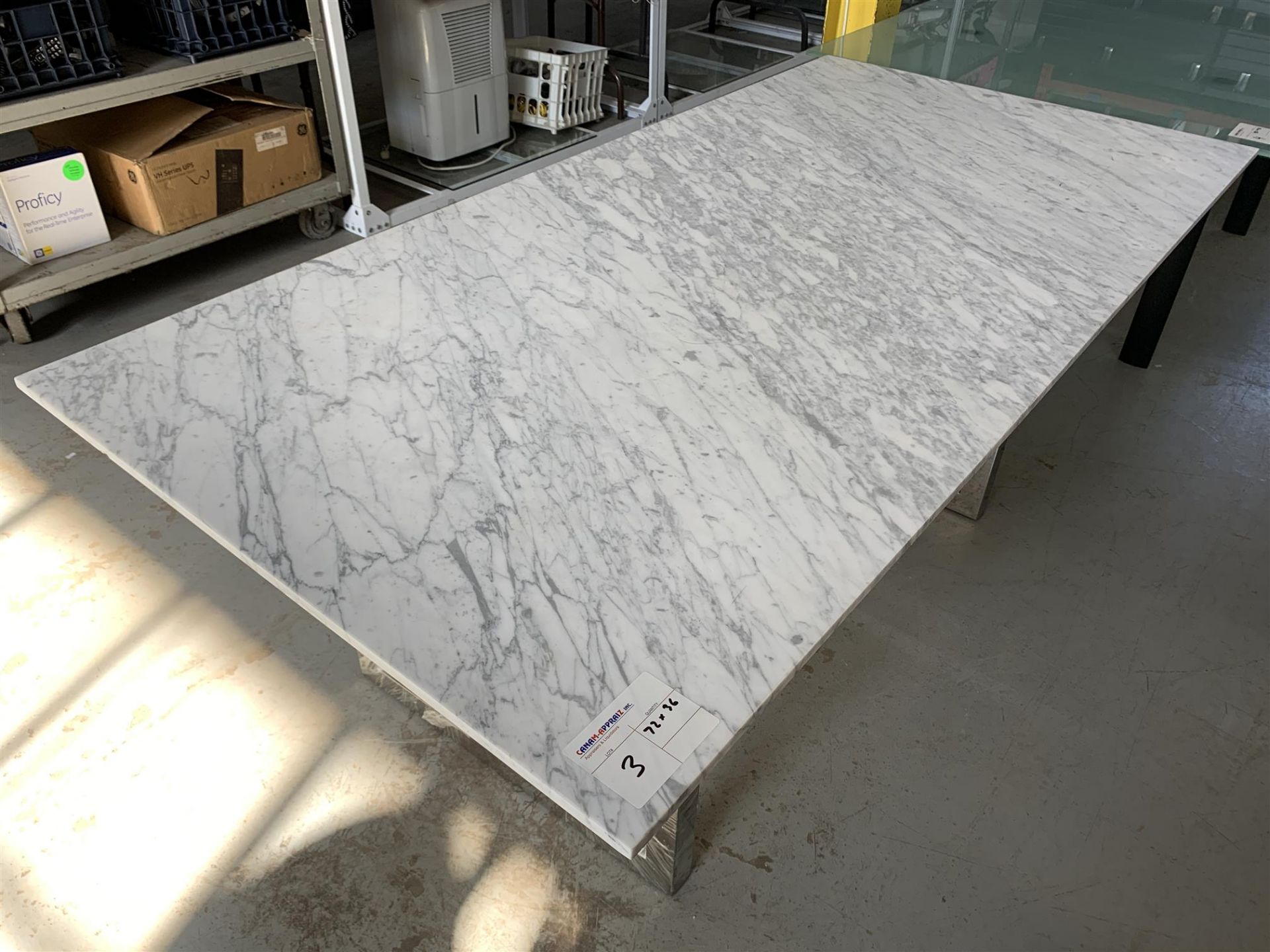 MARBLE TABLE W/ CHROME LEGS - 72" x 36"