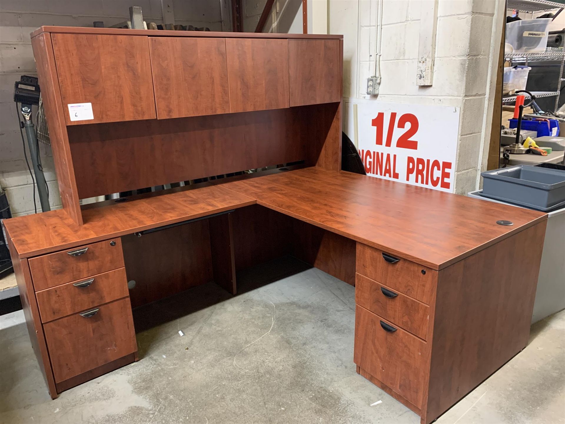 CORNER DESK W/HUTCH - MELAMINE WOOD