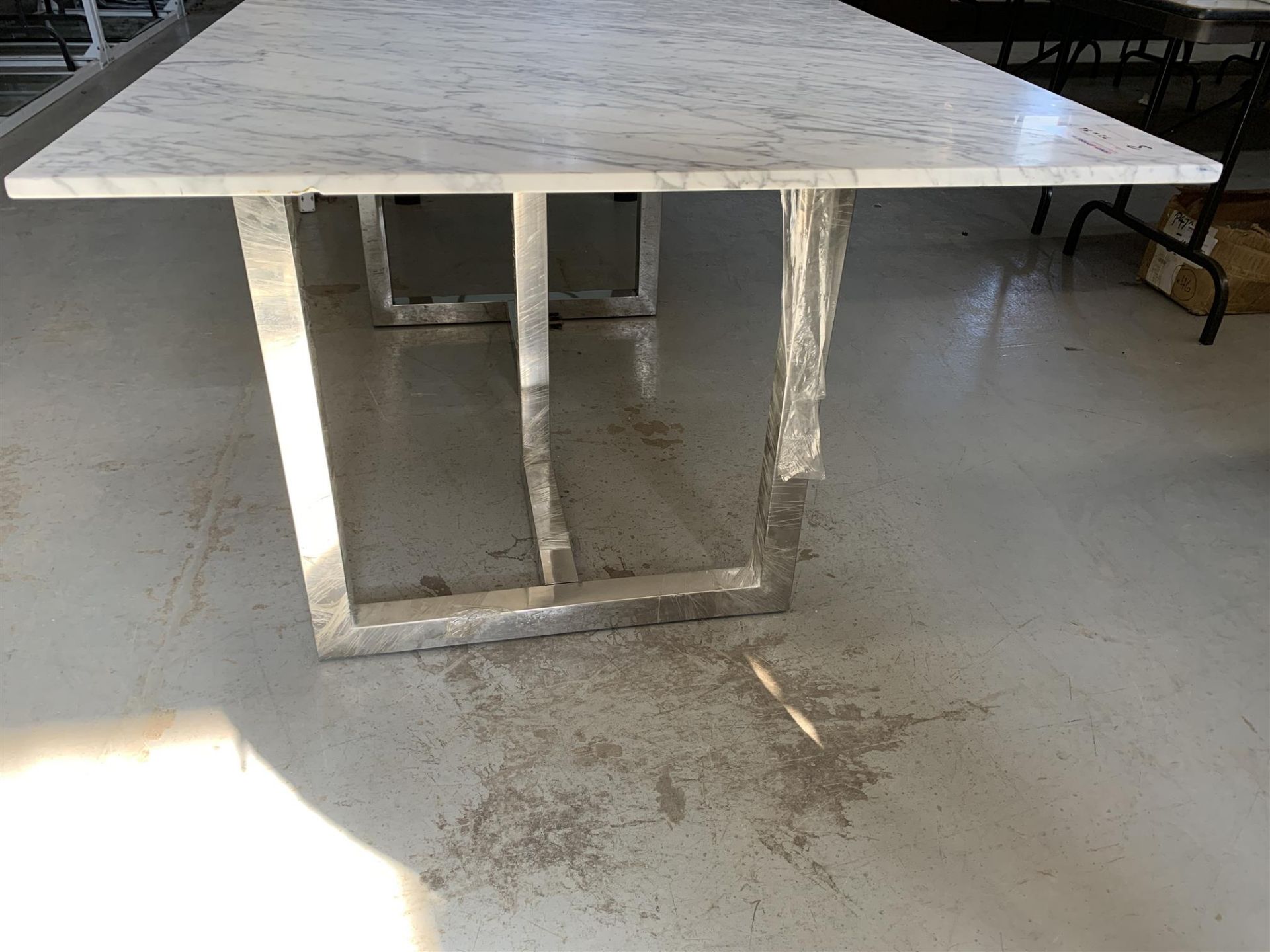 MARBLE TABLE W/ CHROME LEGS - 72" x 36" - Image 2 of 2