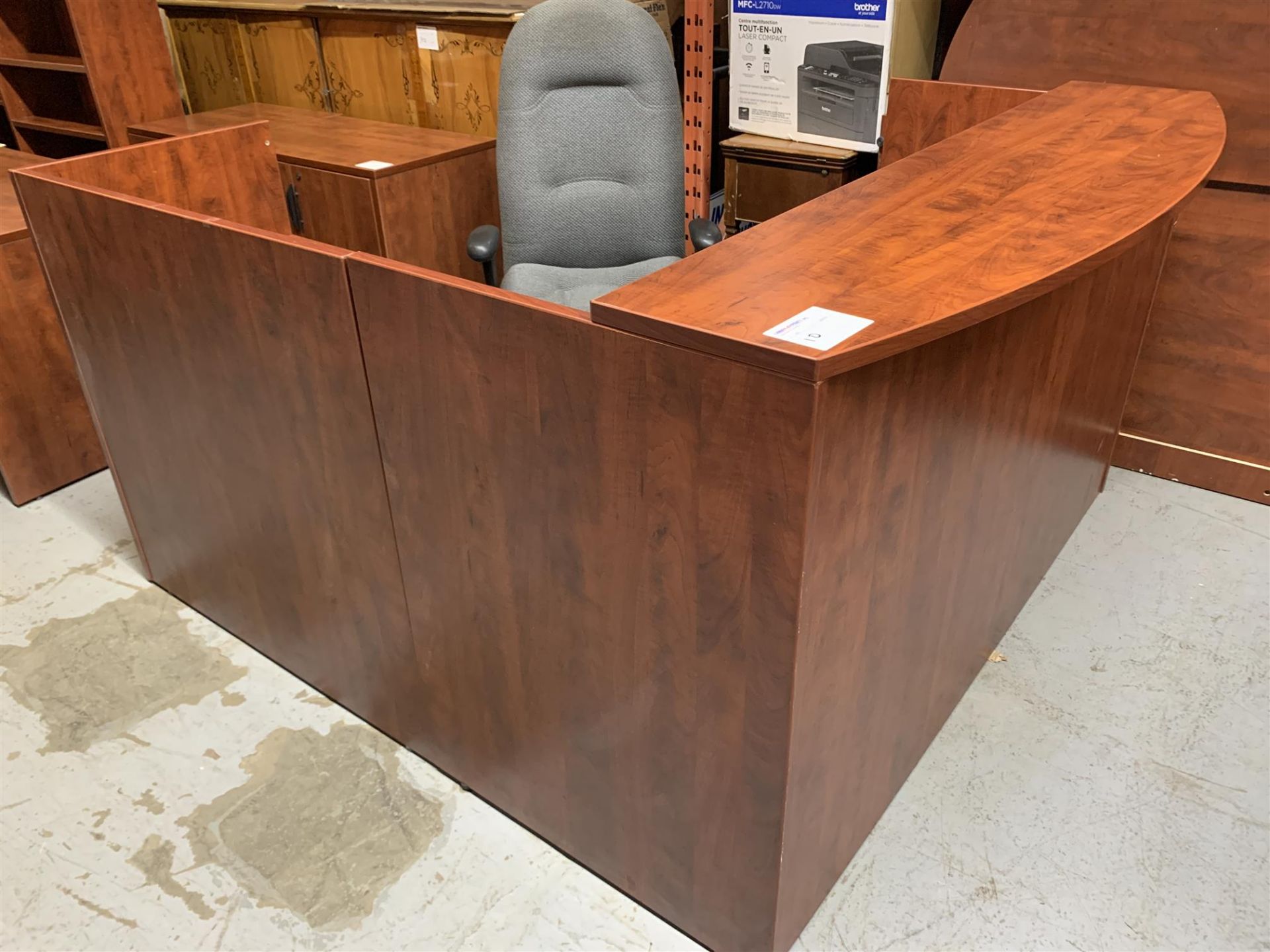 RECEPTION DESK W/FABRIC OFFICE CHAIR - MELAMINE WOOD