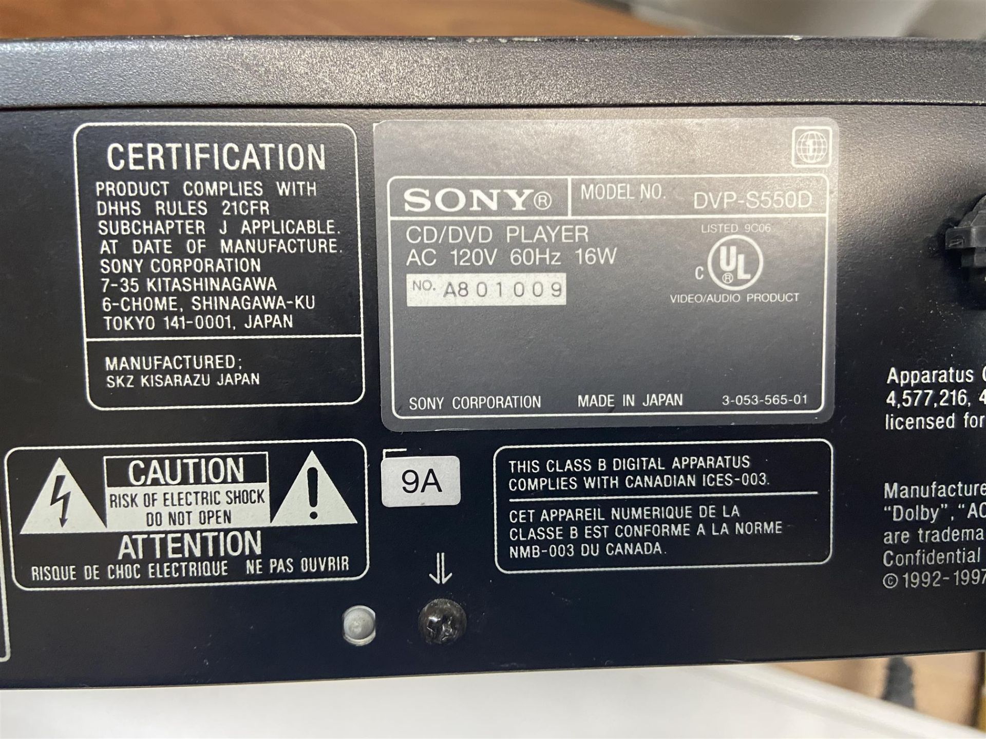 Lot of DVD Players, Toshiba SD-3990SC & SONY DVP-S550D - Image 3 of 3