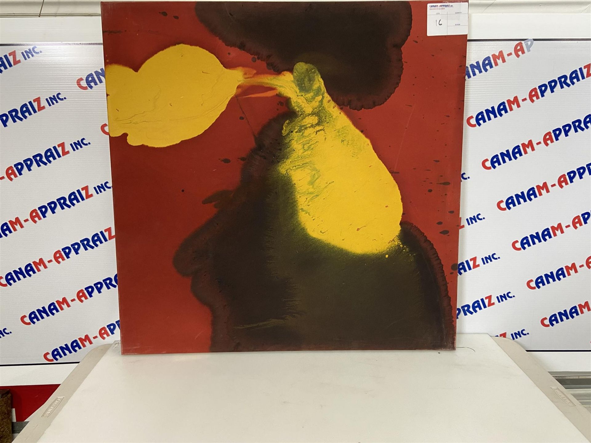 36"x36" Abstract Painting, Red & Yellow