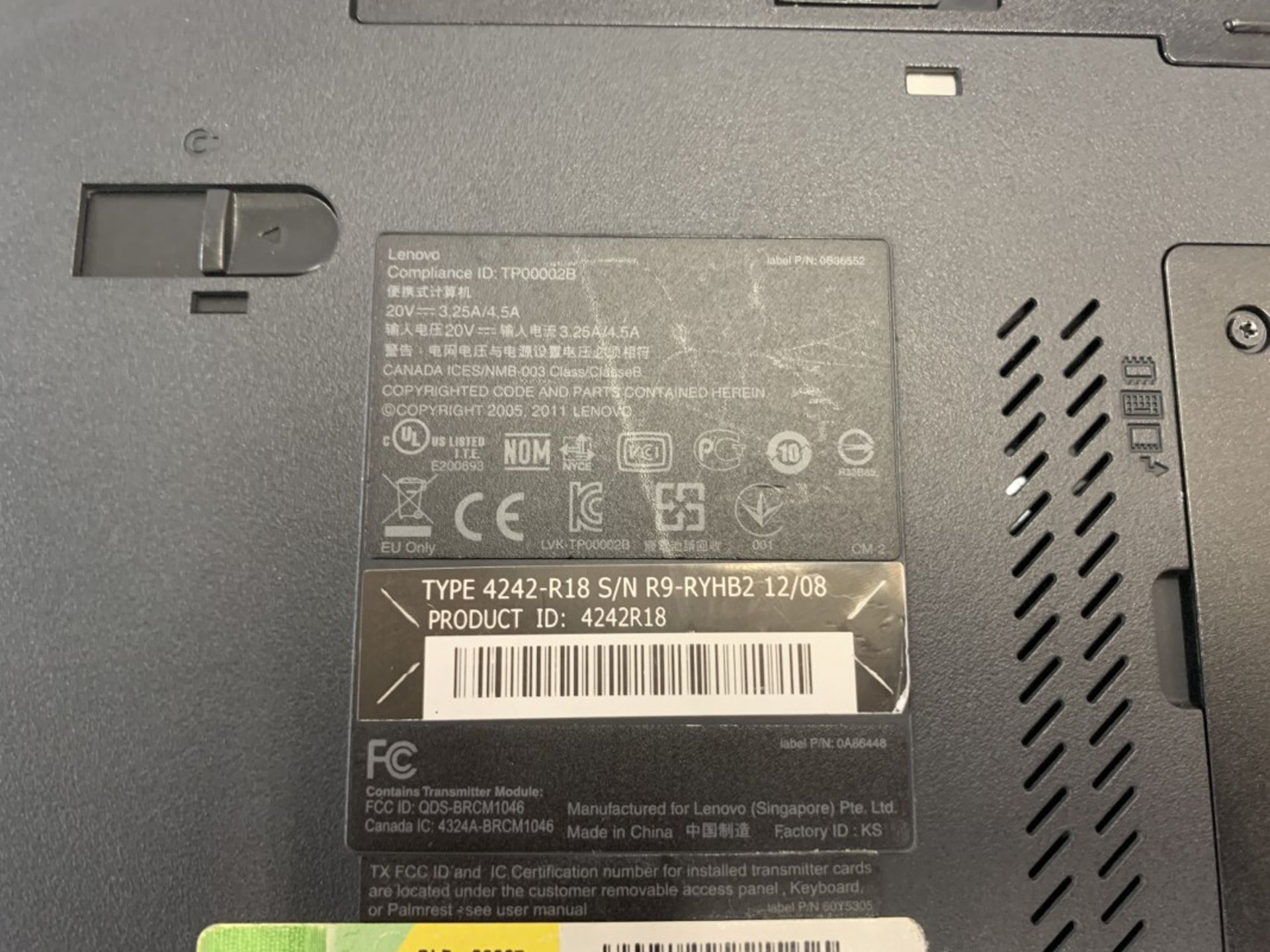 LENOVO - THINKPAD - MODEL # T520 (NO CHARGER) - Image 2 of 2