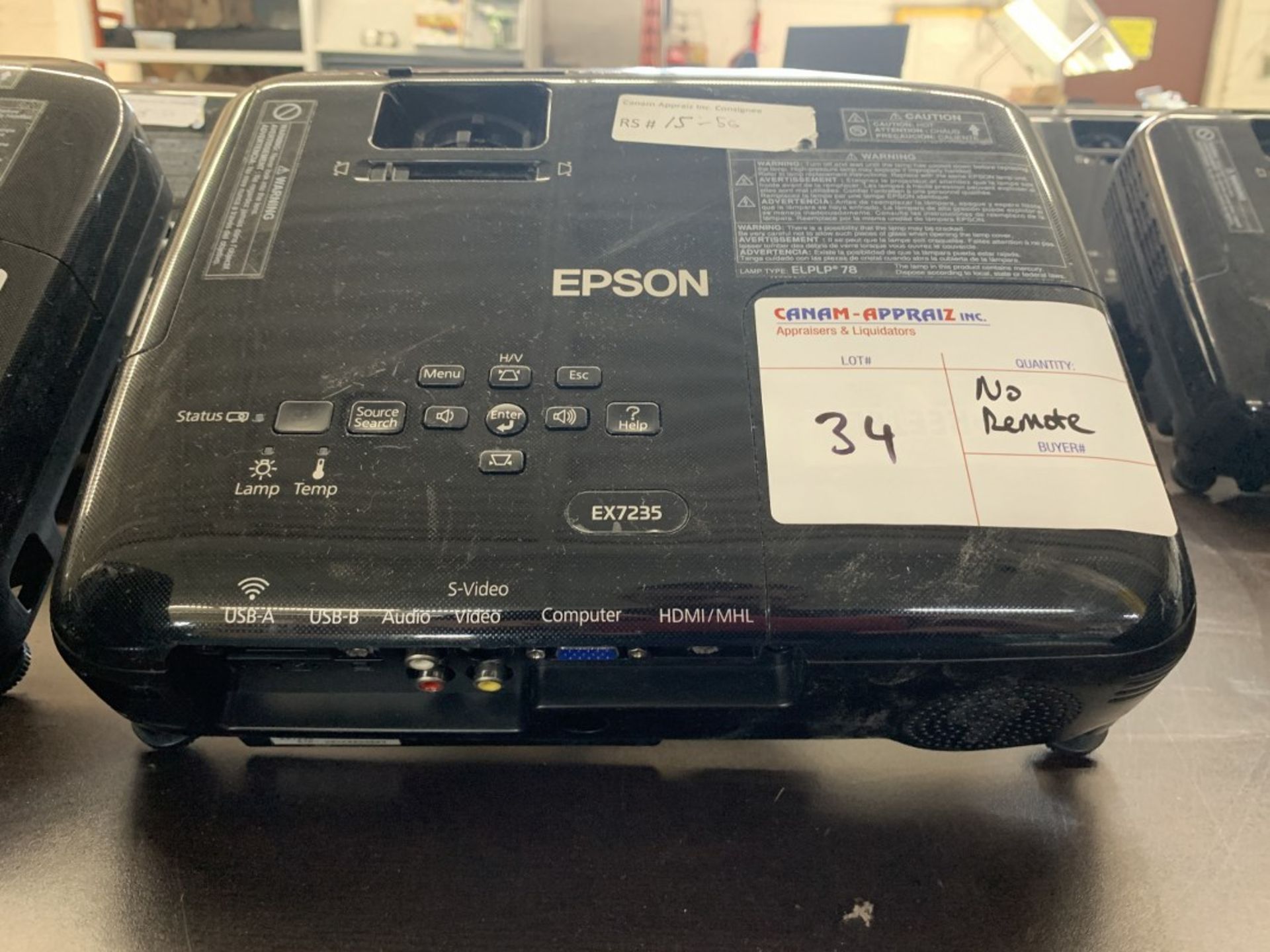 EPSON - 3LCD PROJECTOR - MODEL # ELPLP78 (NO REMOTE)