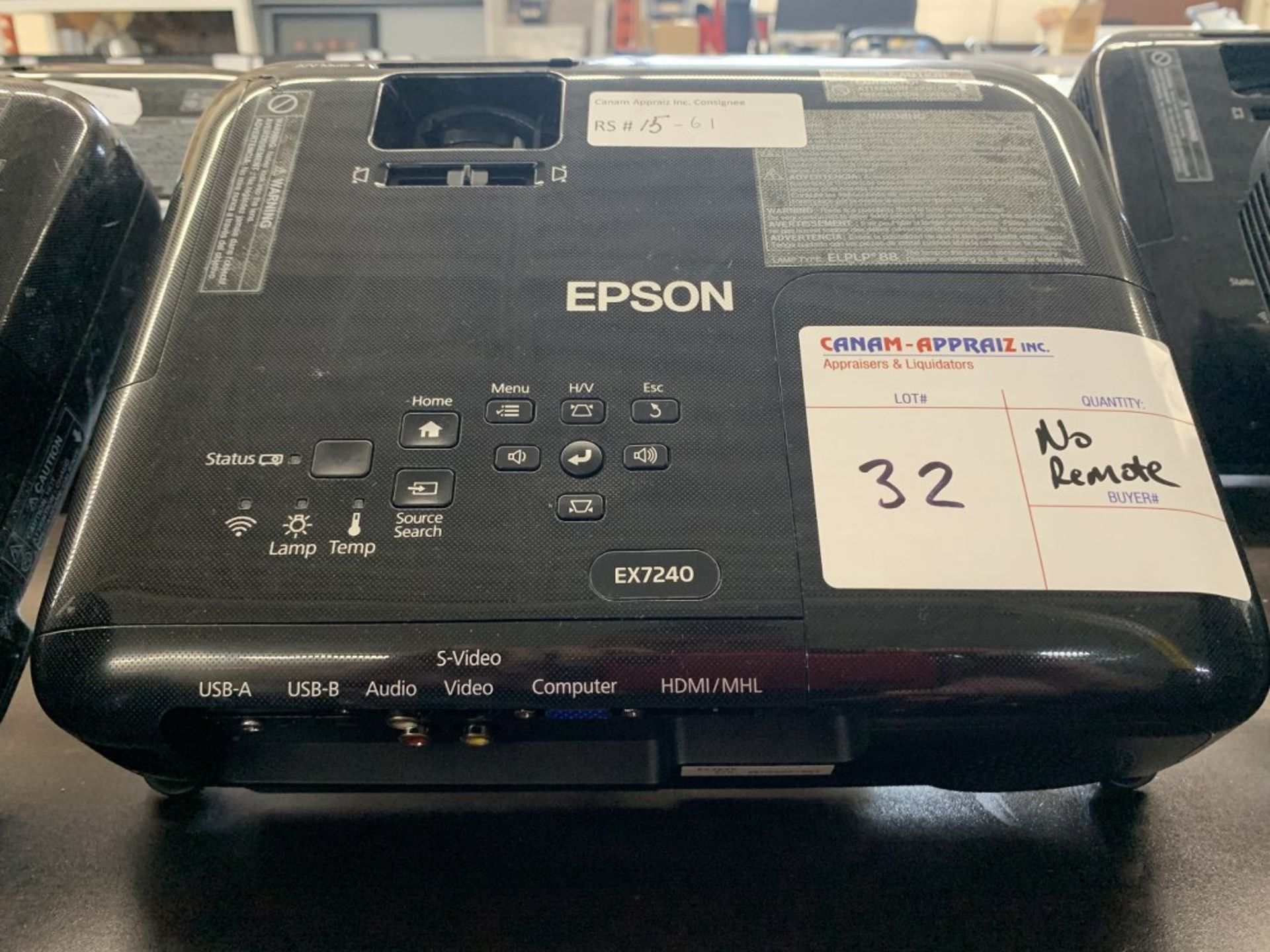 EPSON - 3LCD PROJECTOR - MODEL # ELPLP78 (NO REMOTE)