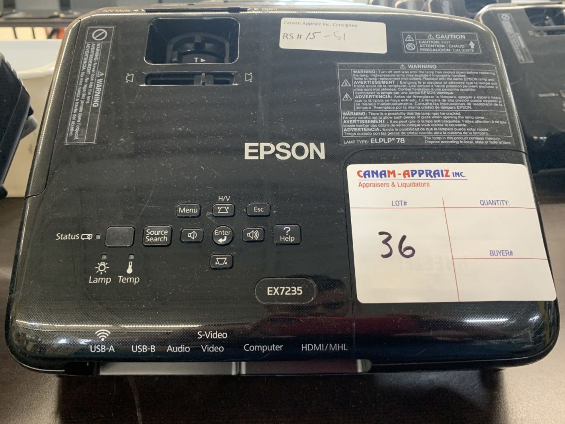 EPSON - 3LCD PROJECTOR - MODEL # ELPLP78