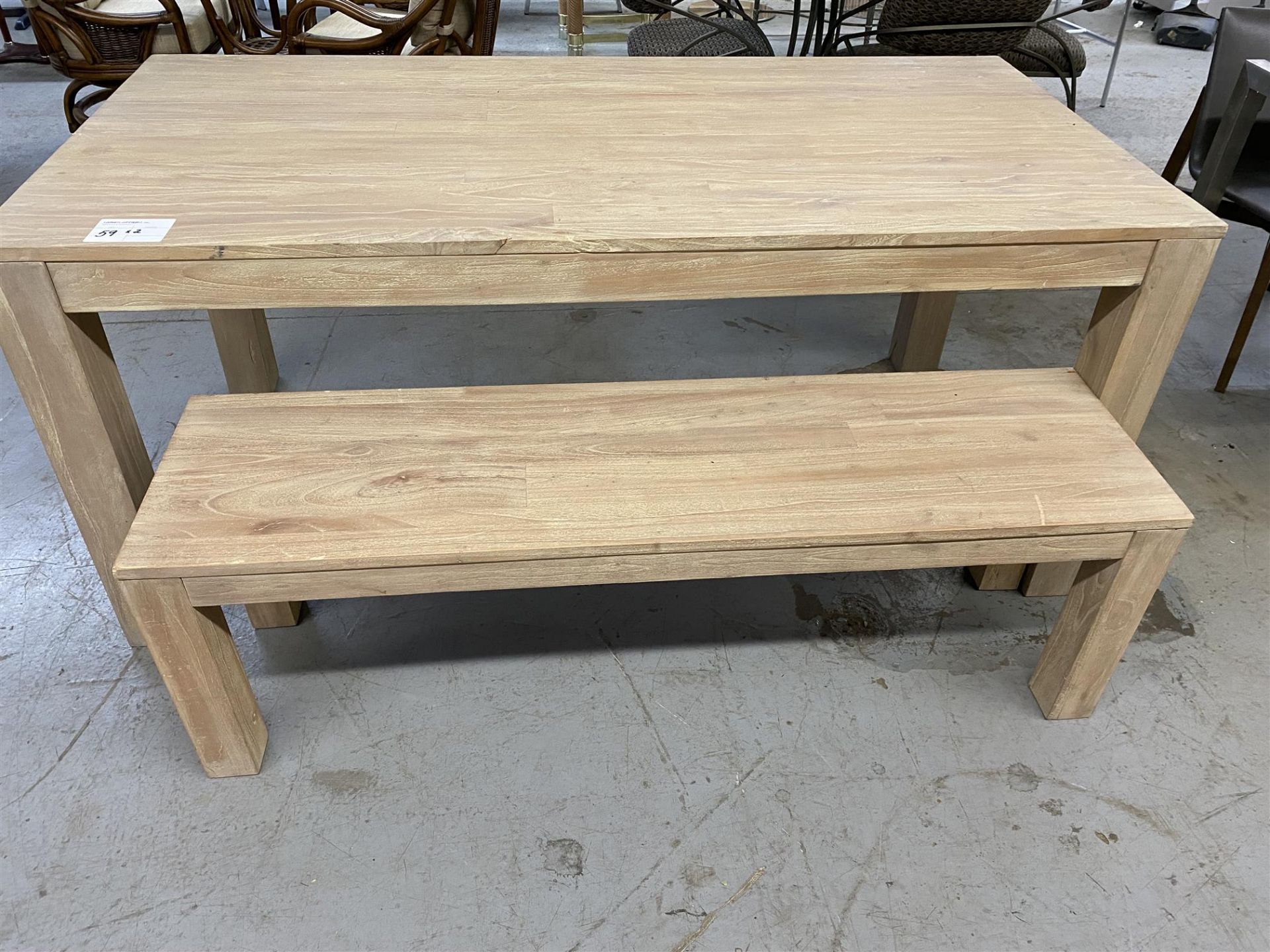 WOOD DINING TABLE W/ BENCH