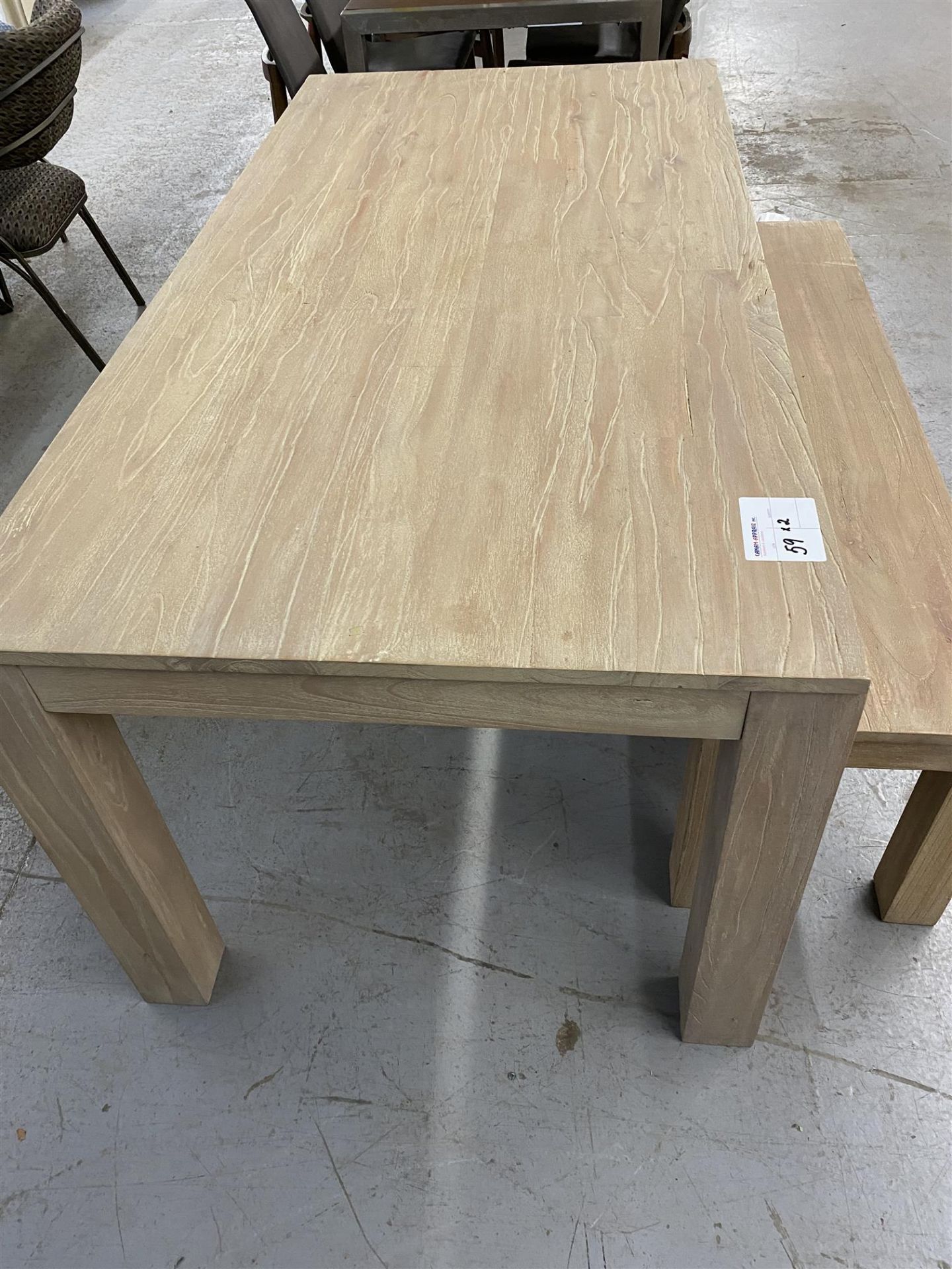 WOOD DINING TABLE W/ BENCH - Image 2 of 2