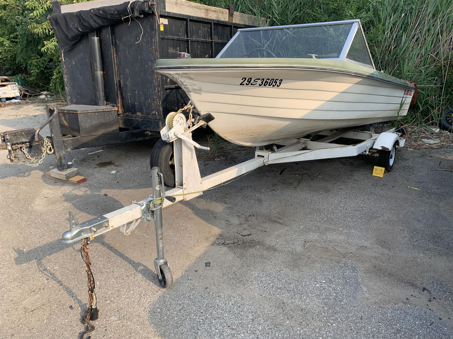 14' CADORETTE CANOES V-50 FIBERGLASS PLEASURE CRAFT W/TRAILER - INCLUDES: HUMMINGBIRD HELIX 5 GPS/