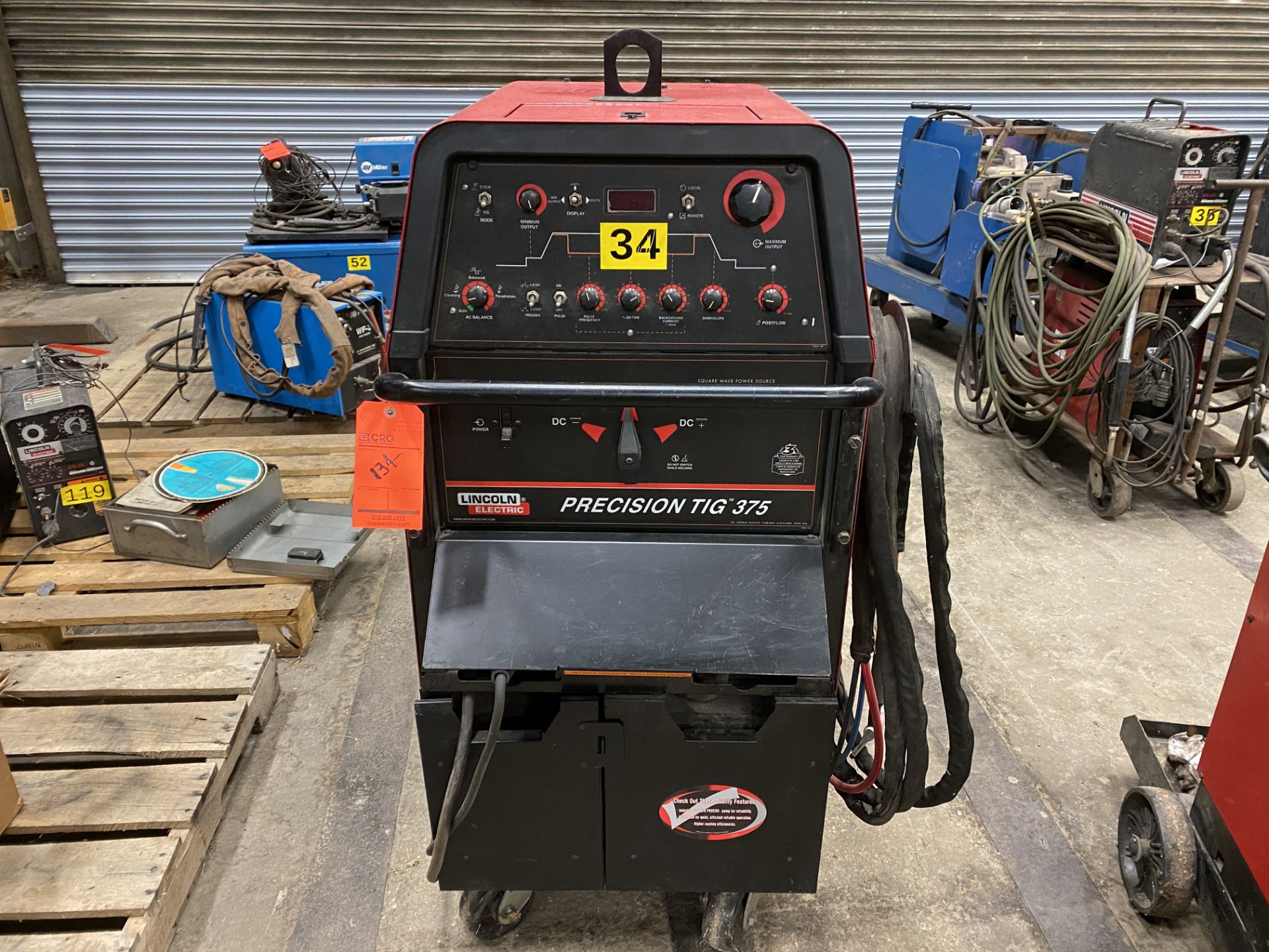 Lincoln model precision TIG 375 squarewave acdc tig welder SN U1020628867 with regulator and