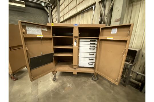 Knaack Jobmaster mn 112 rolling job site tool cabinet, 2 door, 52" x 27", 52" inside measurements, - Image 2 of 2