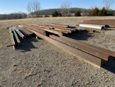 Lot of assorted structure steel I-beam various lengths and thicknesses, 4" x 8" to 10" x 12",