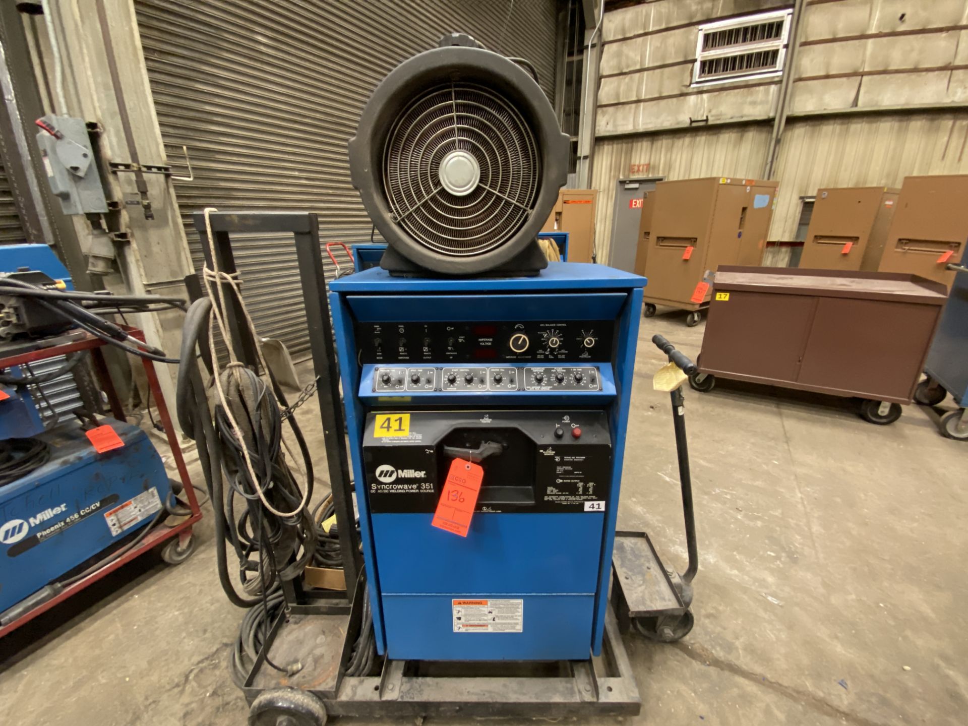 Miller synchrowave 351 CC ac/DC arc welder SN KH316086 with Coolmate 4 water chiller with foot