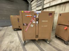 Knaack Jobmaster mn 112 rolling job site tool cabinet, 2 door, 52" x 27", 52" inside measurements,