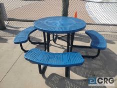 Lot of (8) steel 46 inch picnic tables with benches (located at Big Wave Pizza)