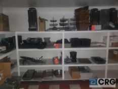 Lot of asst stainless steel utensils, insert pans, plastic bowls, and food service items (CONTENTS