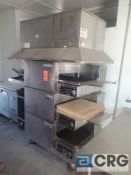 Lincoln Impinger 3-deck rotary oven with mounted air filtration hood