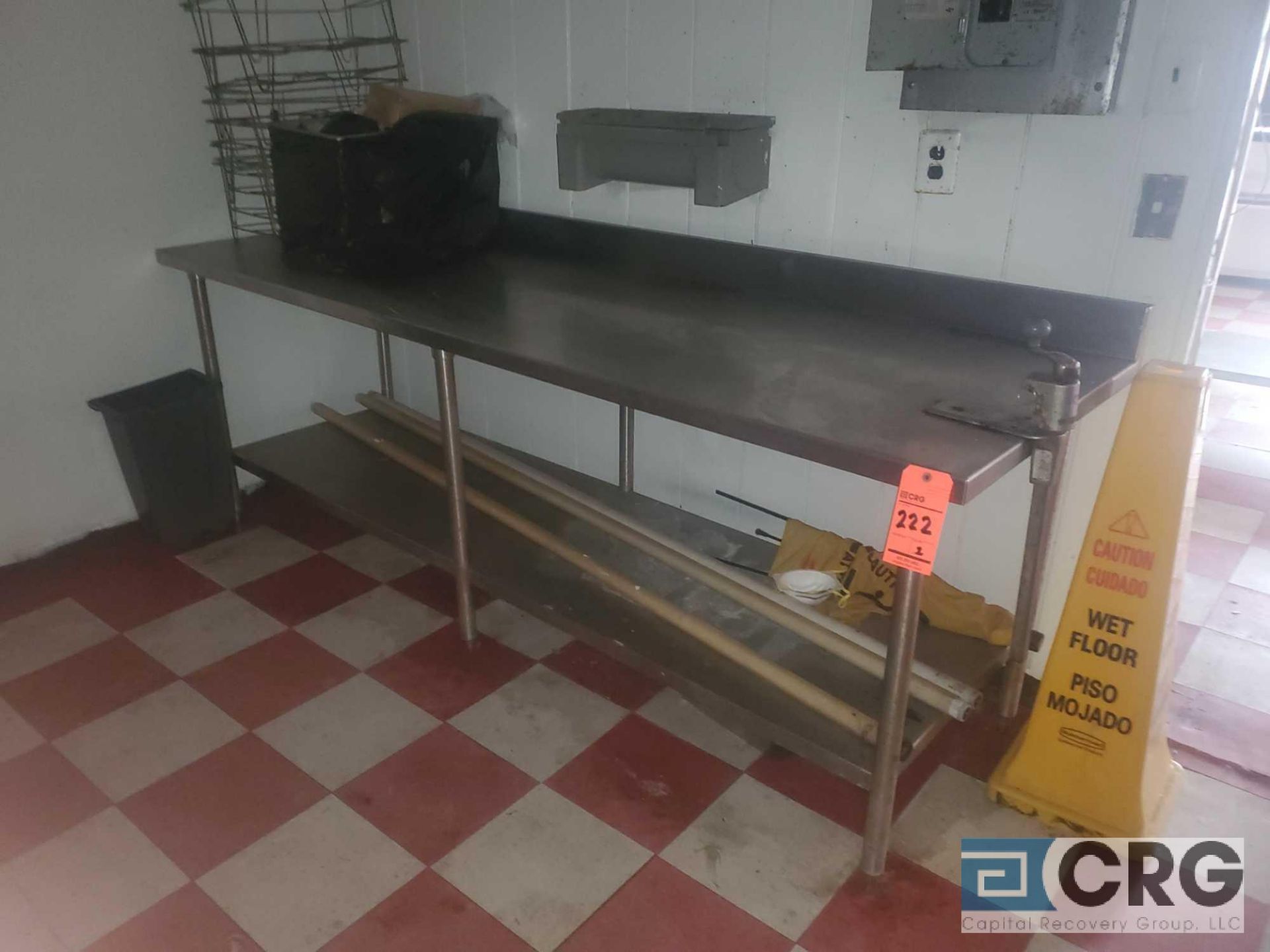 Lot of (2) 6 foot stainless steel work tables with can openers - Image 2 of 2