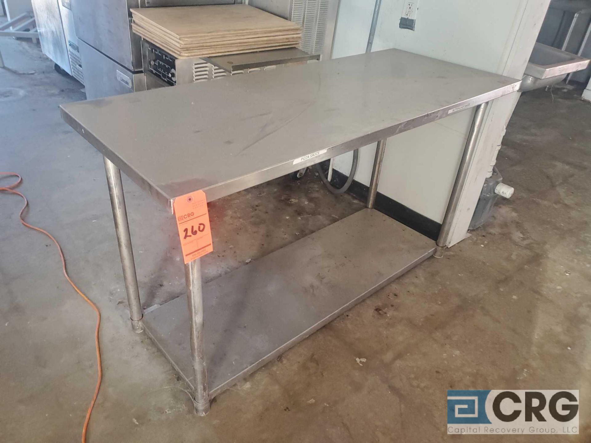Lot of (4) asst stainless steel work tables including (2) 5 foot, (1) 4 foot and (1) 3 foot