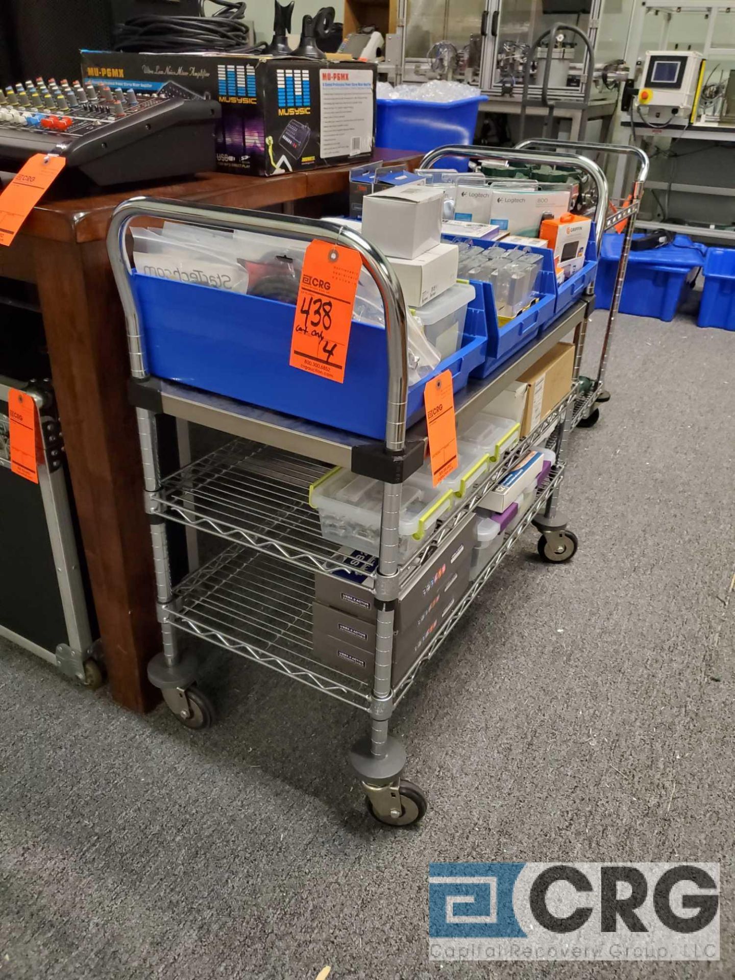 Lot of (4) Metro type shelf portable carts with solid top 3 ft X 18 in. - Image 2 of 3