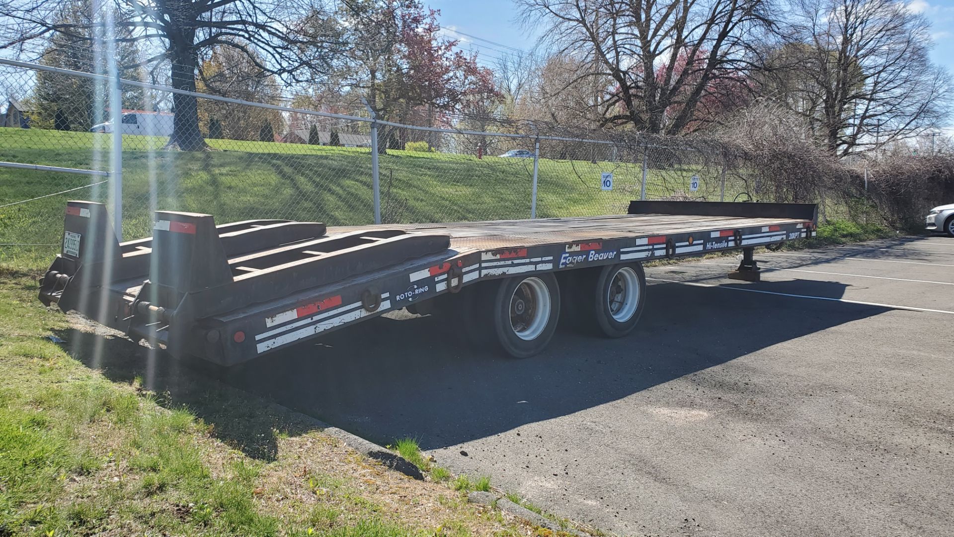 1998 Eager Beaver 20XPT T/A pintel hook equipment trailer, 21' + 6' ramps, steel frame wood deck, 20 - Image 3 of 5