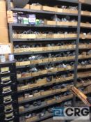 Lot of (4) sections of shelving with asst PVC pipe connectors, adapters, etc (LOCATED ON 1ST FLOOR