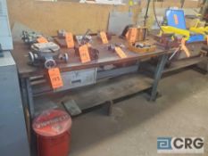 Lot of (2) work tables with (2) vises (LATE PICKUP) (LOCATED IN TOOL ROOM MACHINE SHOP)