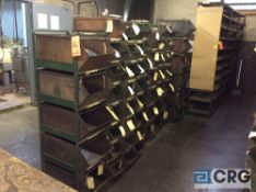 Lot of asst steel parts bins, estimated count of +/- 400 total (LATE PICKUP AFTER BINS ARE EMPTY) (