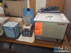 Lot of laboratory equipment including water bath, (2) scales, and (3) asst test gages (LOCATED