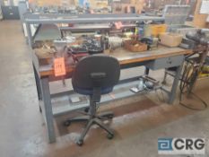 Lot of (2) work tables with Wilton bullet shaped vises LATE PICK UP (LOCATED IN TOOL ROOM MACHINE