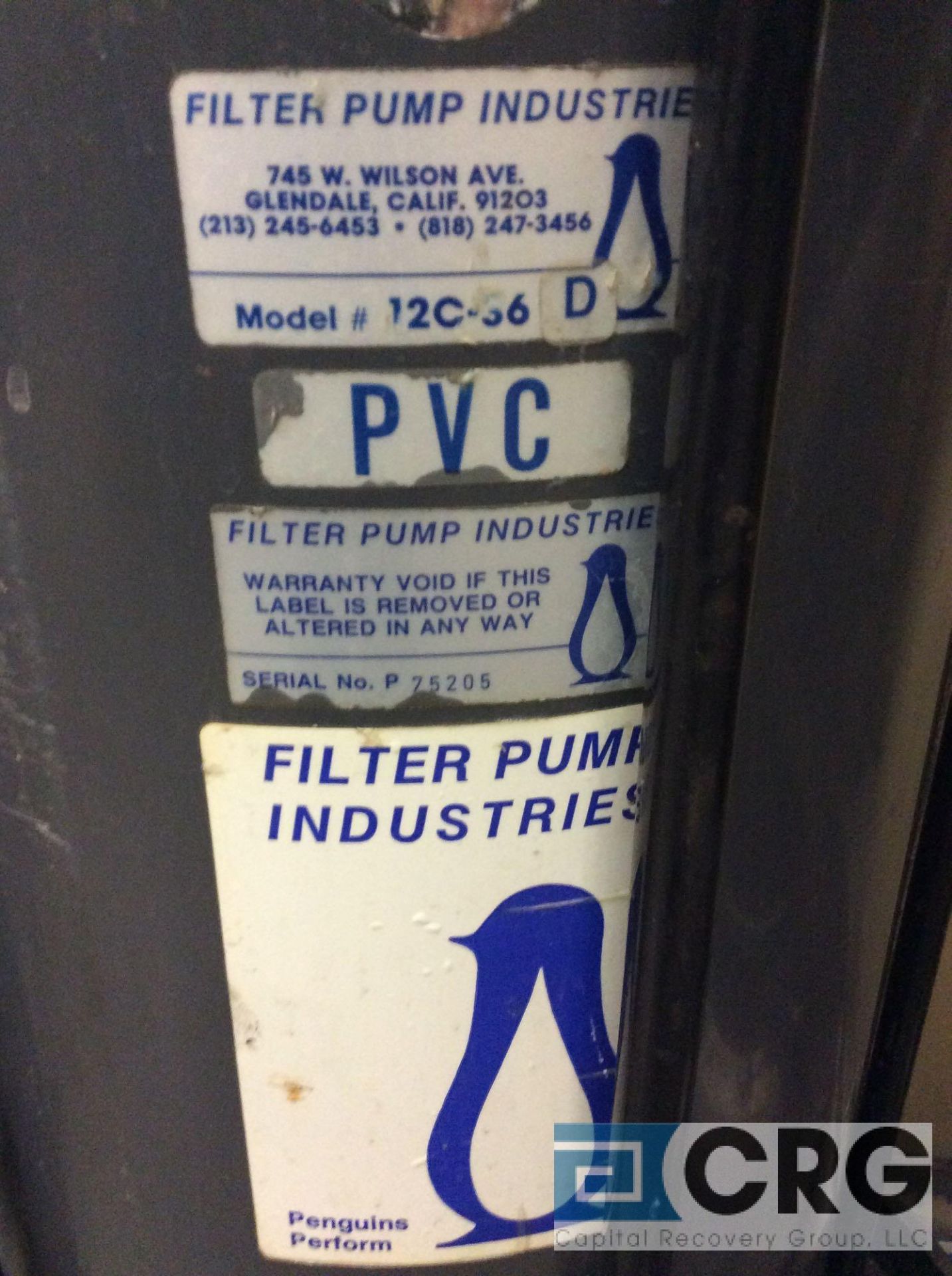 Lot of (2) Filter Pump Industries 12C-56 filter pumps (LOCATED ON 1ST FLOOR CHEMICAL MIXING) - Image 2 of 2