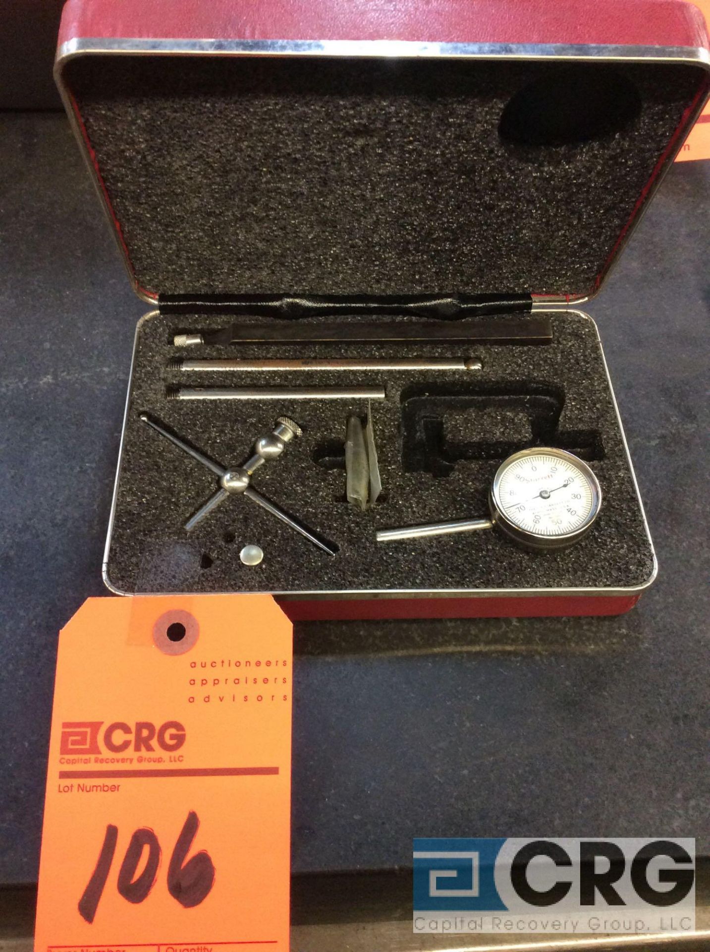 Starrett dial indicator with accessories and case (LOCATED IN TOOL ROOM MACHINE SHOP)