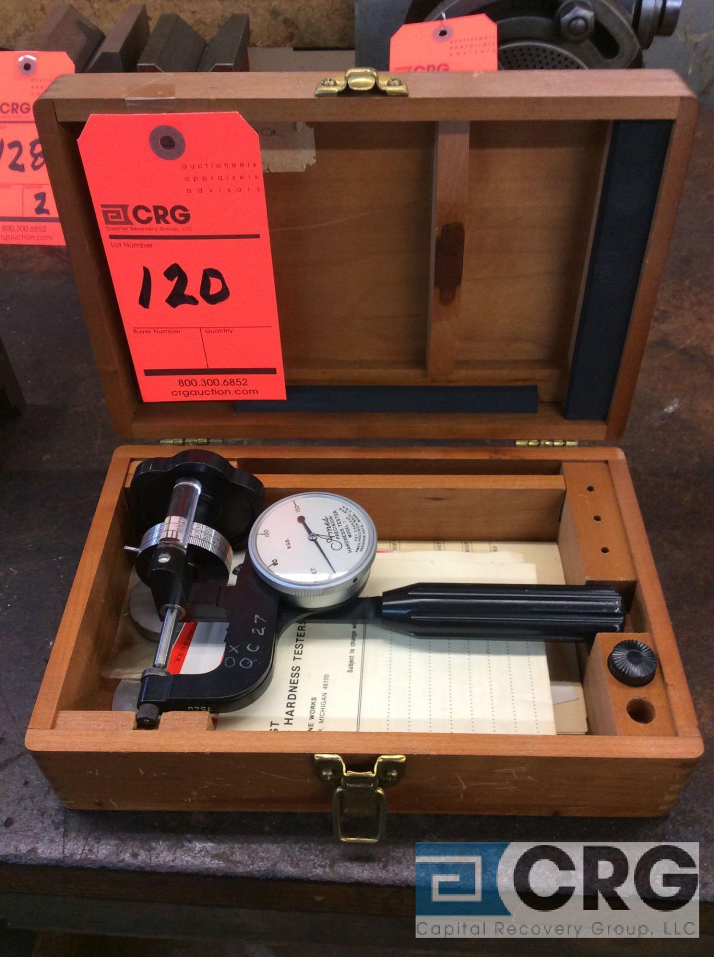 Ames mn. 1 hand held hardness tester with wood case (LOCATED IN TOOL ROOM MACHINE SHOP)