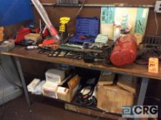Lot of asst hand tools, 1/4 ton electric chain hoist, etc (LOCATED INSIDE TOOL ROOM)
