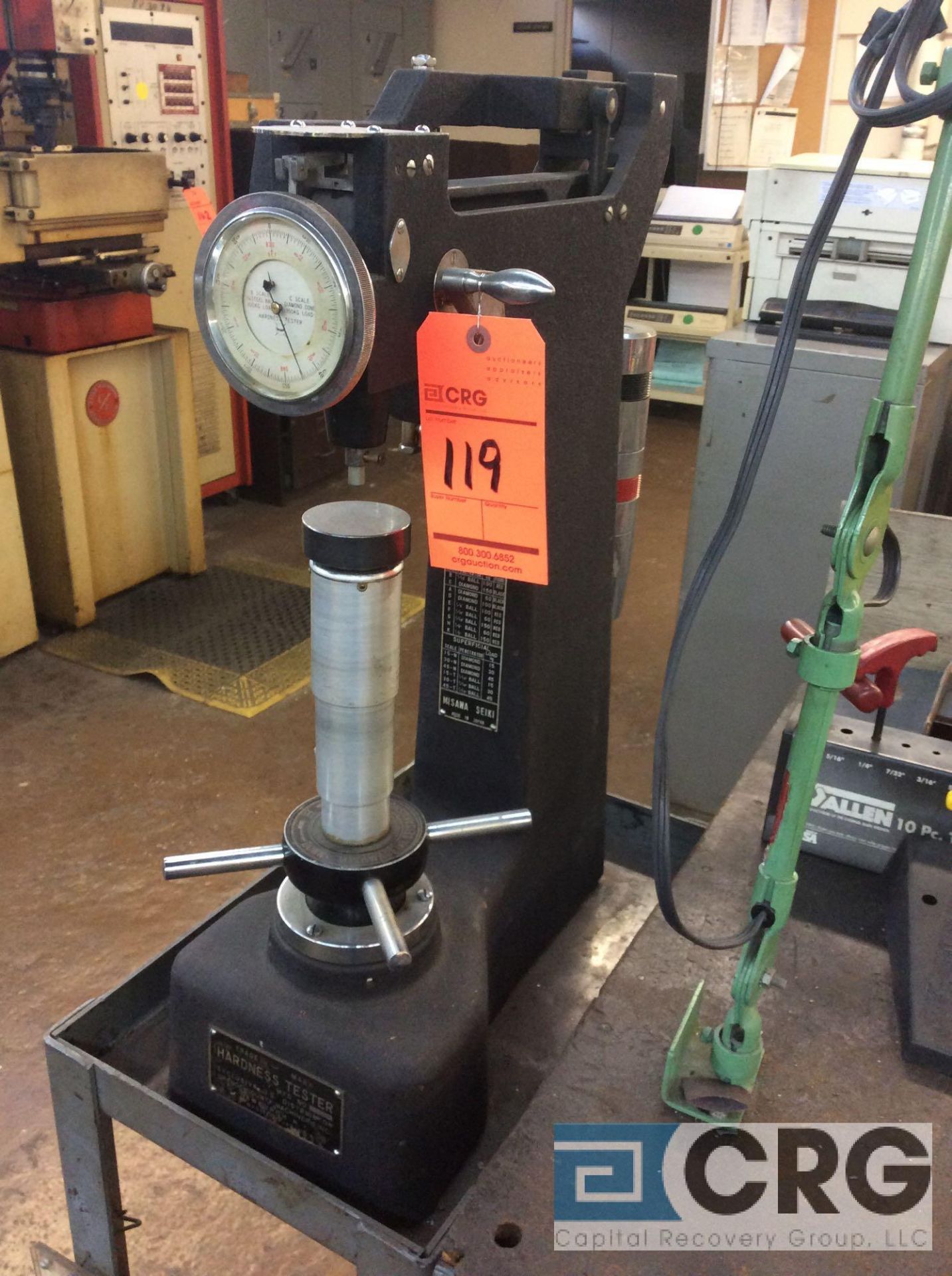 Rockwell hardness tester, sn 66410 with accessories case and stand (LOCATED IN TOOL ROOM MACHINE - Image 2 of 4