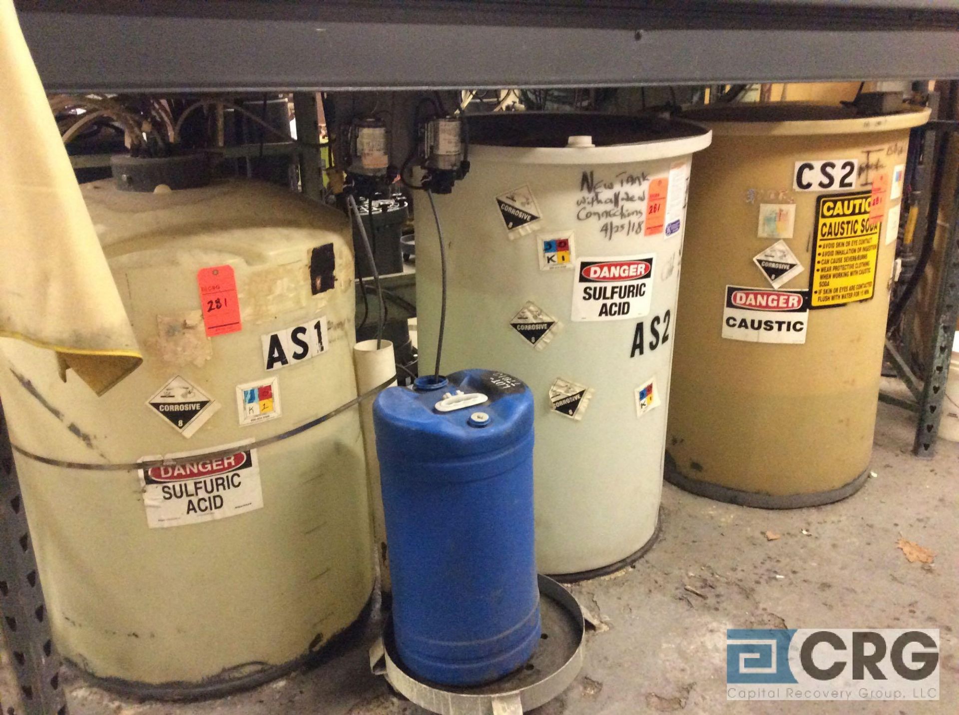 Reclaim / chemical additive system including (2) poly holding tanks and (2) 175 gallon poly - Image 4 of 5