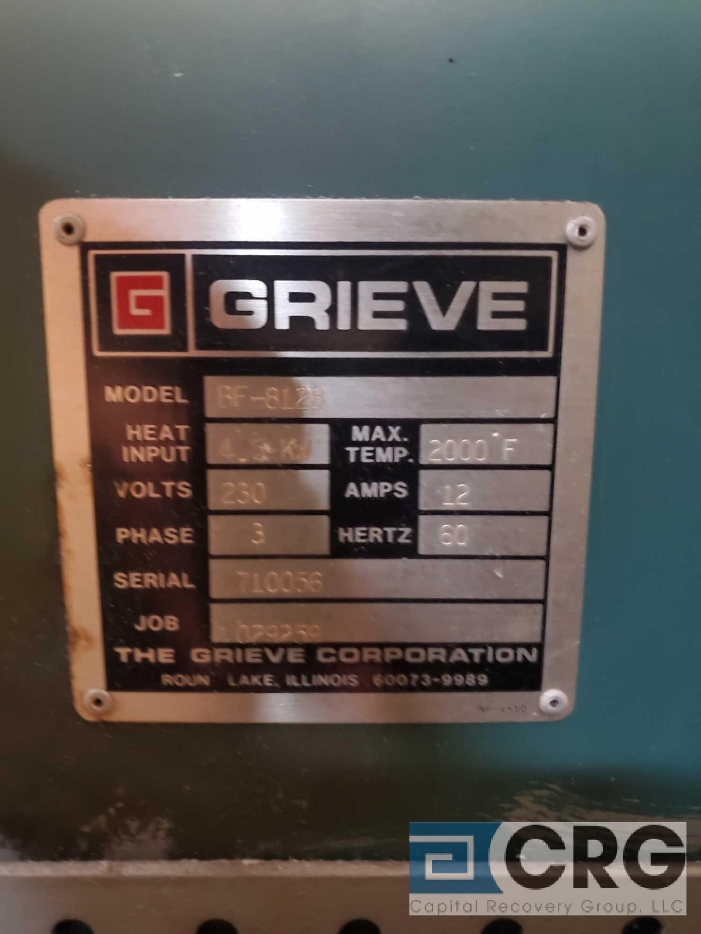 Grieve BF8128 furnace, 8 X 8 X 12 inch capacity, 2000 degrees max temp, 230 volt, 3 phase (LOCATED - Image 3 of 4