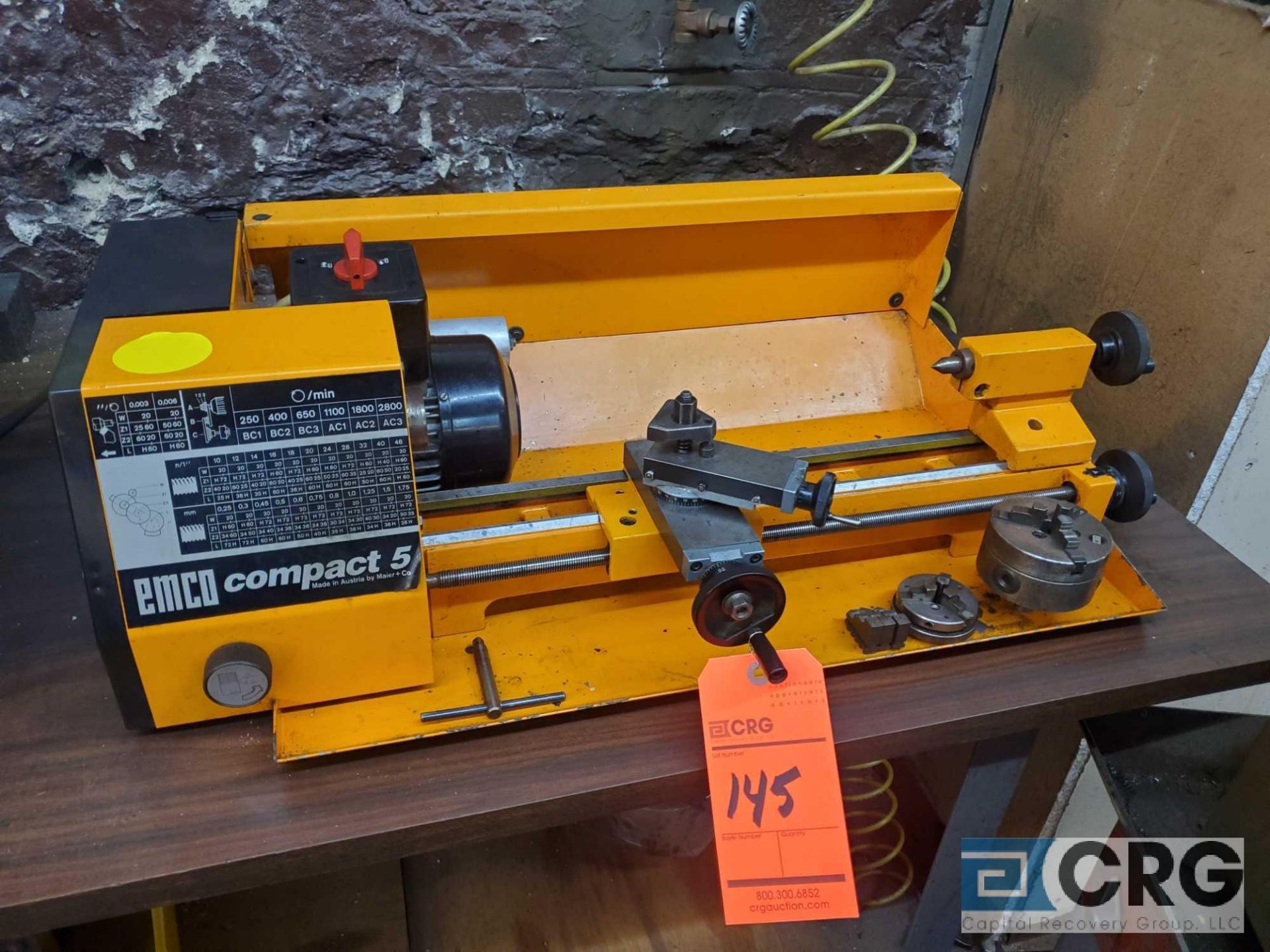 Emco COMPACT 5 table top mini lathe, 6 X 14 inch BC, 1 phase (LOCATED IN TOOL ROOM MACHINE SHOP)