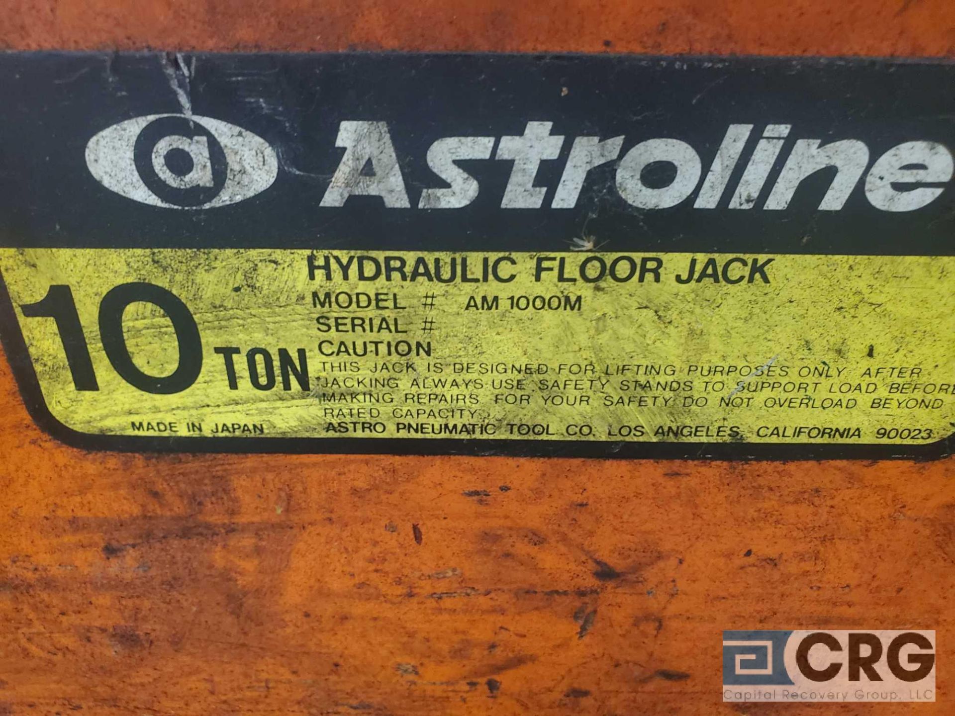 Astroline 10 ton truck hydraulic floor Jack - Image 2 of 2