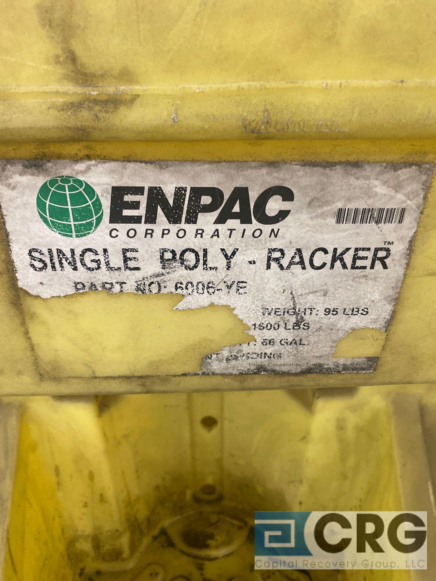 Lot of (2) Enpac 6006-YE single poly-racked oil containment, barrel holder, 23 in. (internal - Image 2 of 6