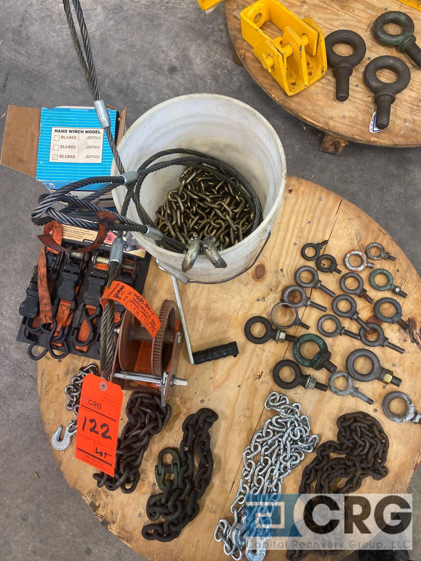 Lot of assorted rigging, strapping, and hoisting equipment, including (6) lengths of chain, (1) - Image 6 of 12