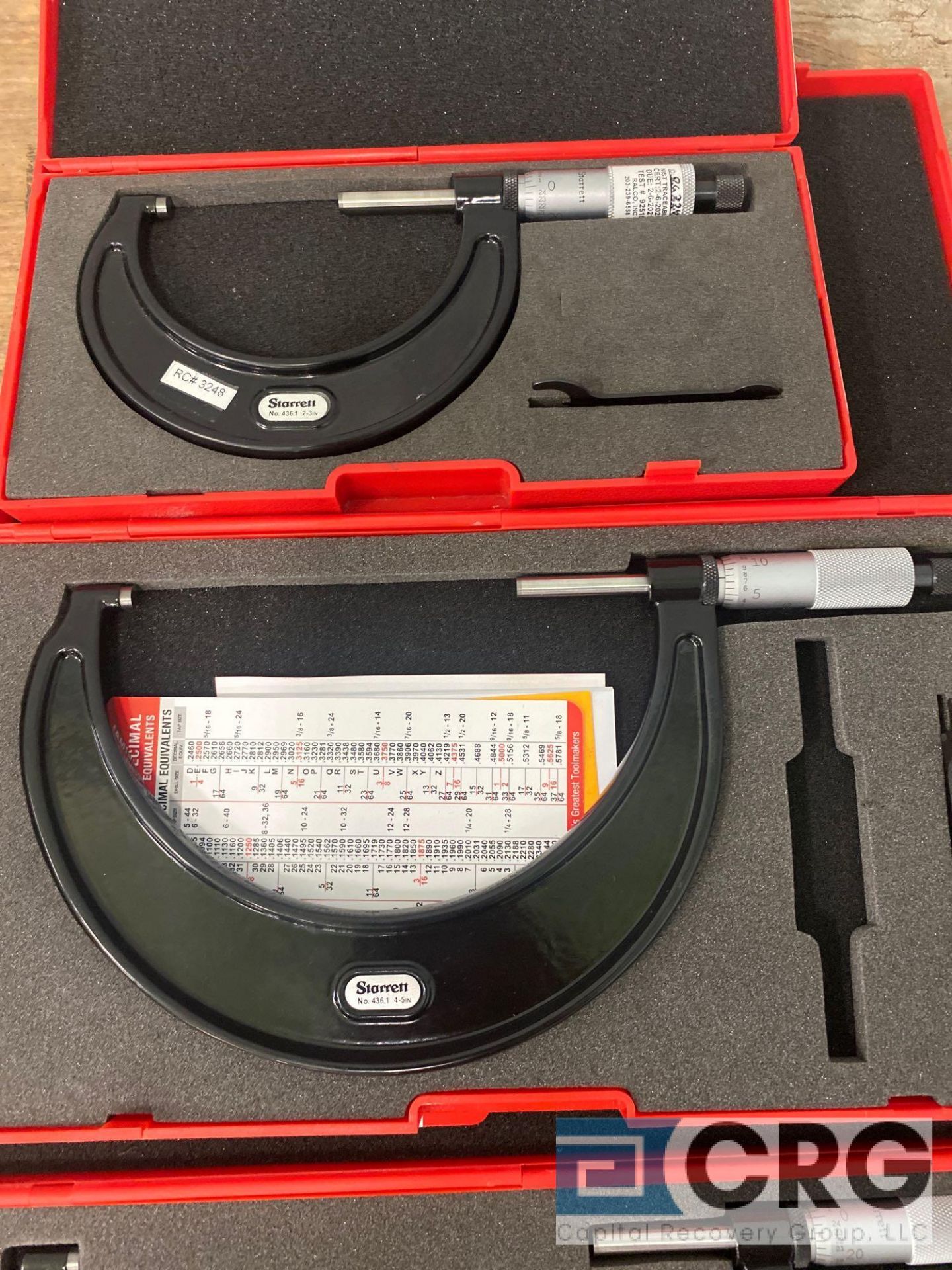 Lot of (3) Starrett outside micrometers, including (1) 5-6 inch (1) 4-5 inch (1) 2-3 inch - Image 5 of 6