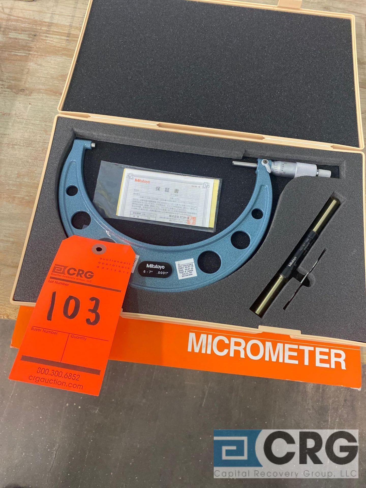 Mitutoyo 6-7 inch outside micrometer, MN 103-221, with case