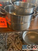 Lot of (3) stainless steel cooking pots, including (2) stainless steel braising pots 13 inch