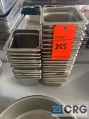 Lot of (33) 6.5 x 7 inch stainless steel steam table pan inserts of varying depths, including (21)