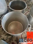 Lot of (2) stainless steel cooking stock pots, including (1) 13 inch diameter x 10.5 deep, and (1)