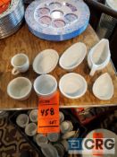 Lot of assorted white and off-white ceramic serving bowls to include, 3 inch decorative bowls, 4